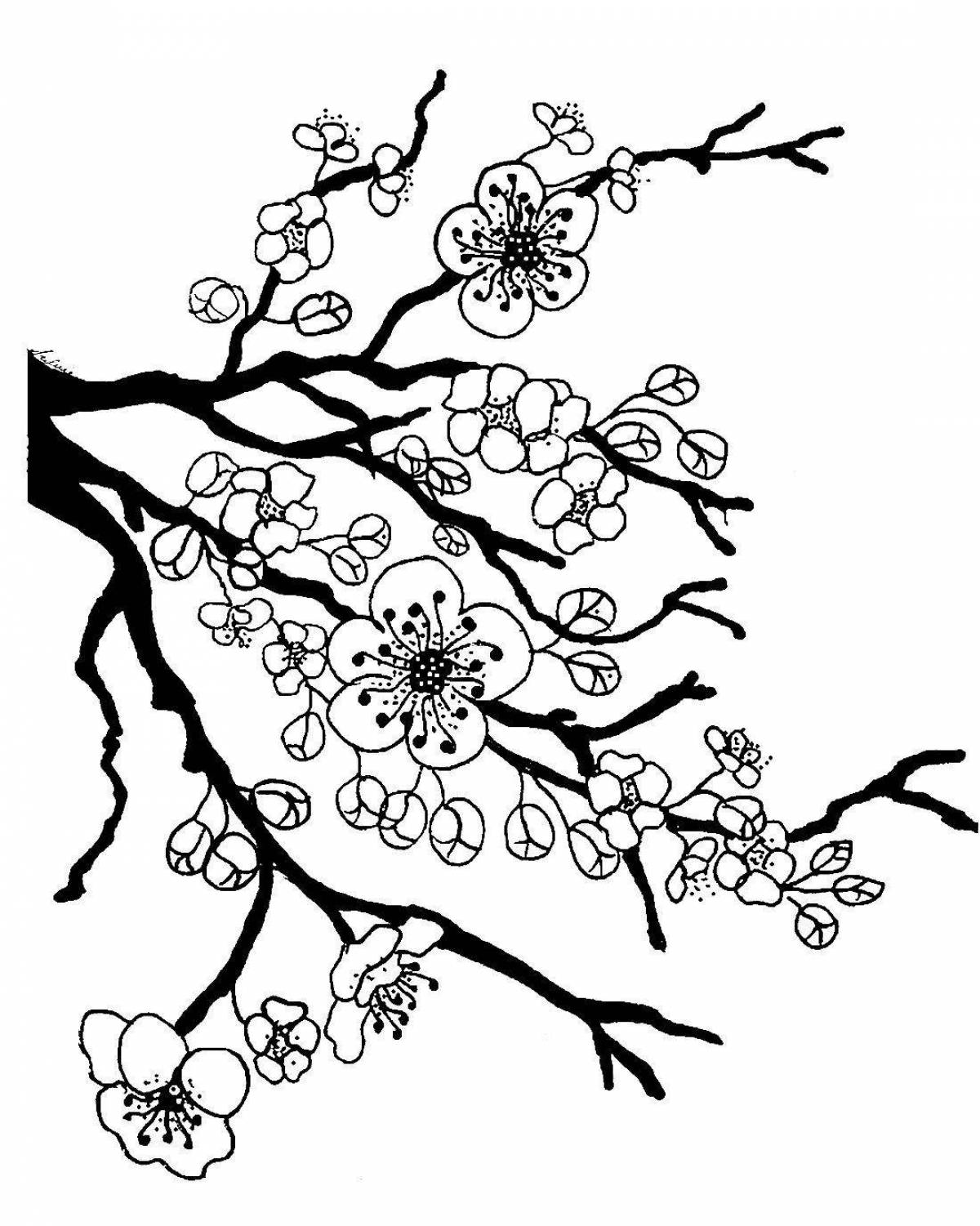 Joyful cherry blossom coloring book for kids