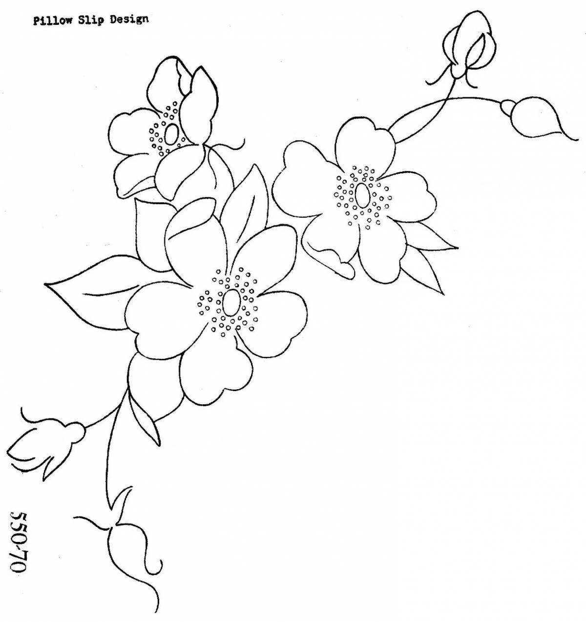 Adorable sakura branch coloring book for kids