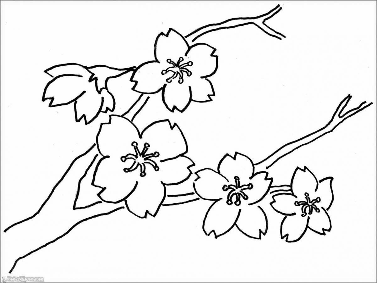 Violent sakura branch coloring book for children