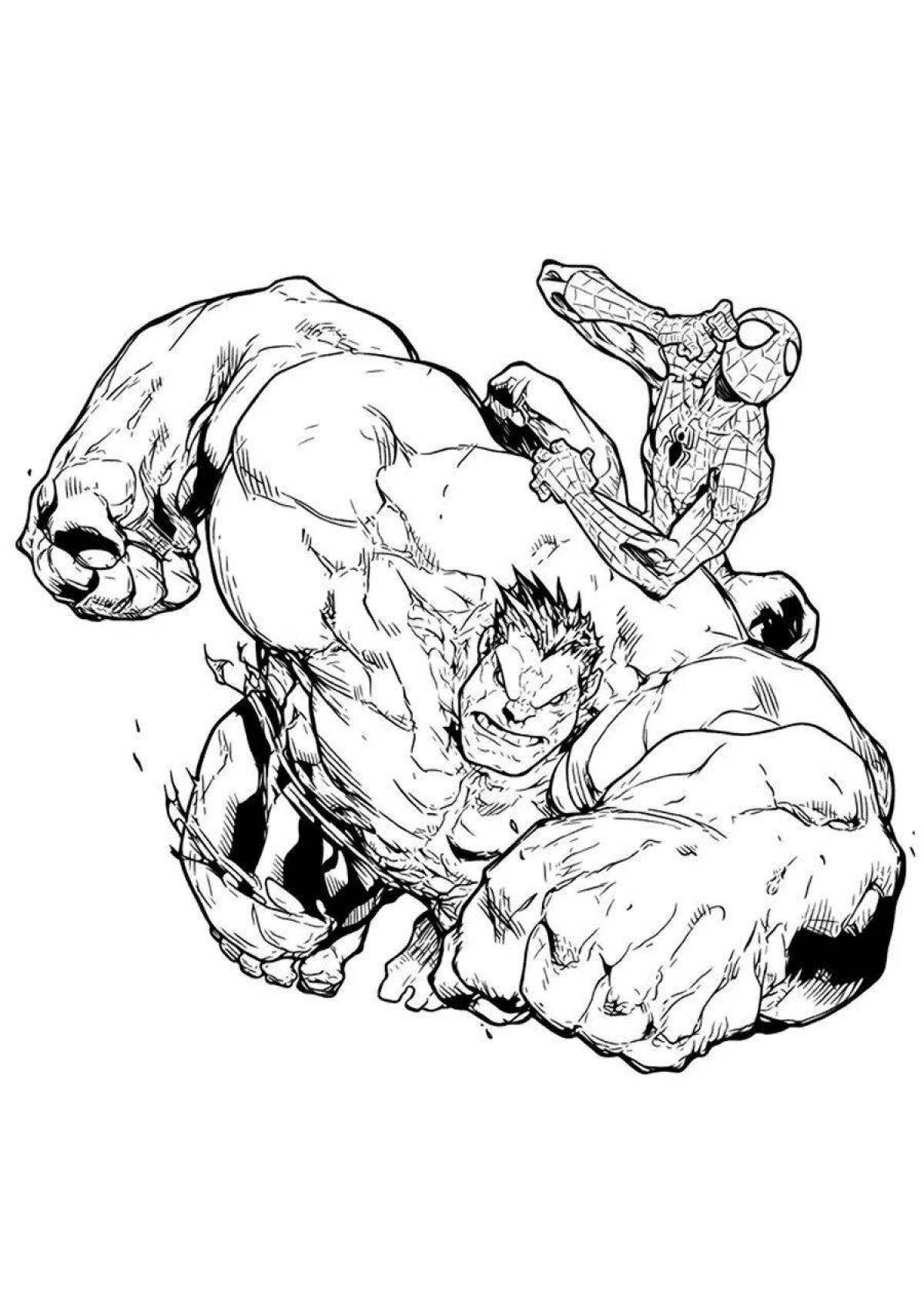 Fun coloring Spiderman with Hulk