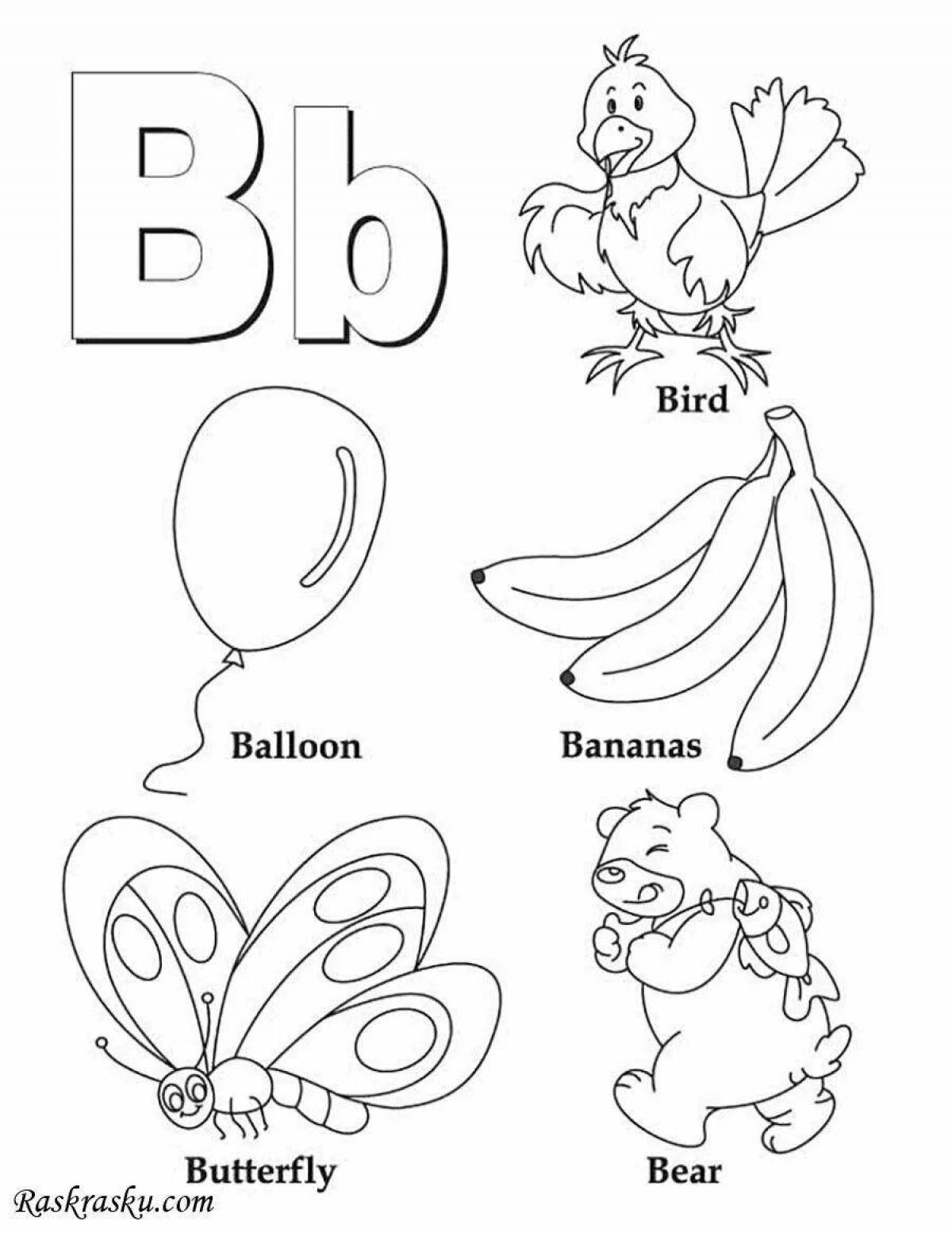 Colourful english letters coloring book for kids