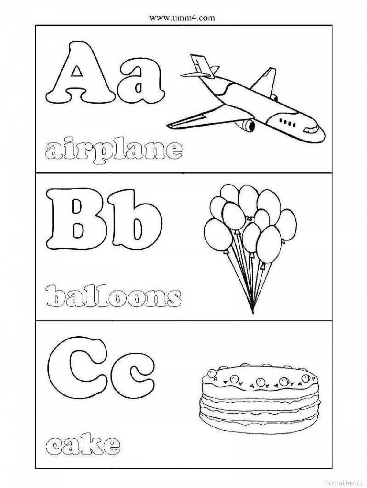 Coloring for children with bright English letters