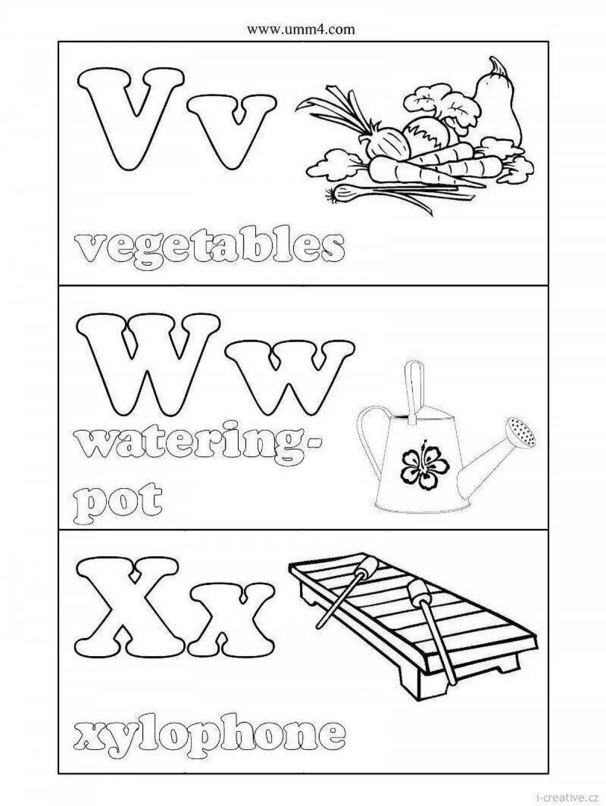 Colorful english letters coloring page for the little ones