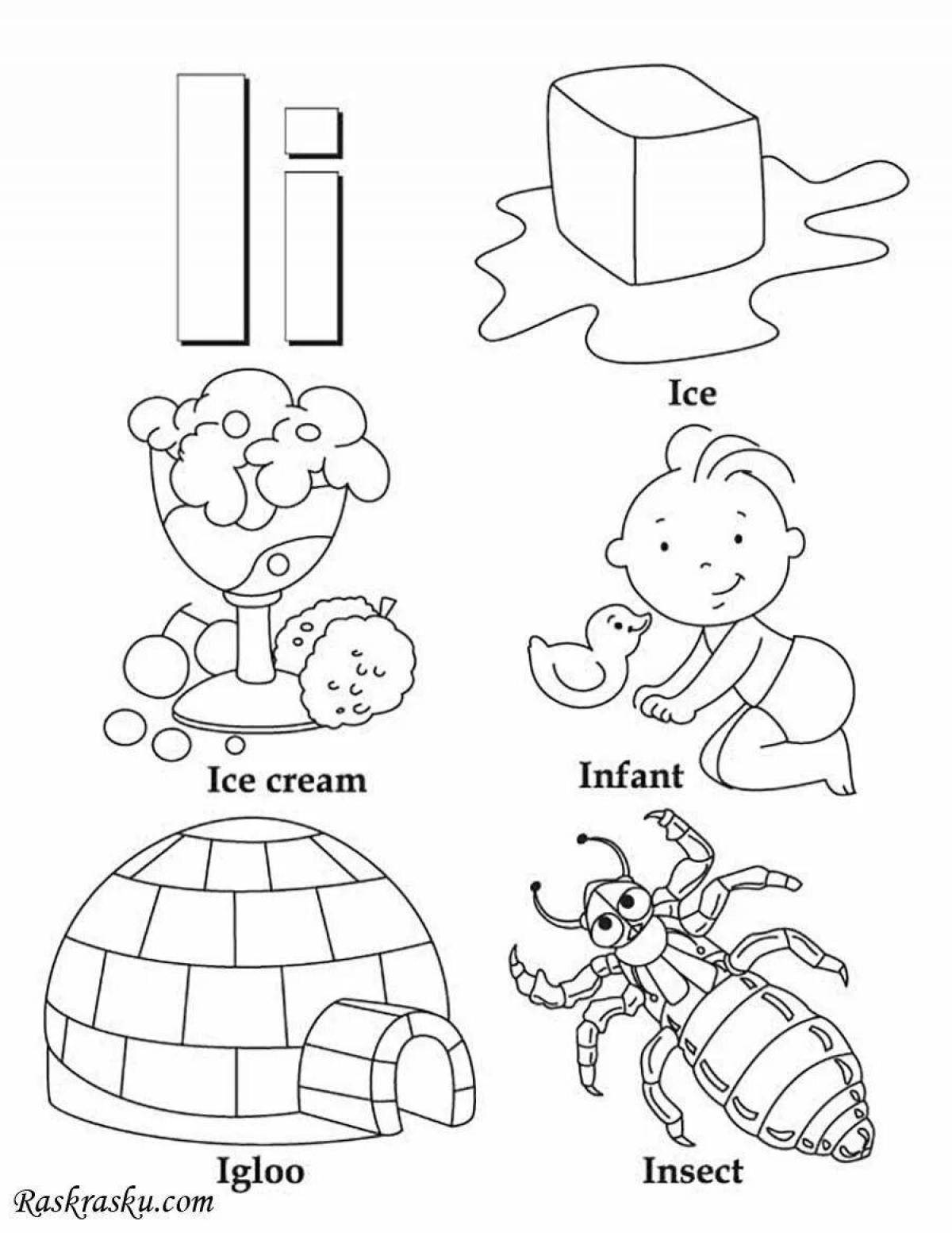 Красочные английские буквы раскраски для малышей
