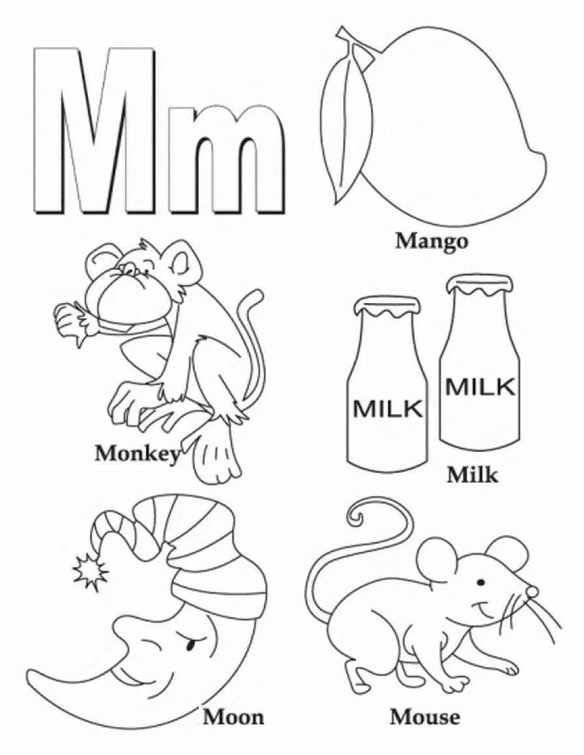 Colourful english letters coloring page for juniors