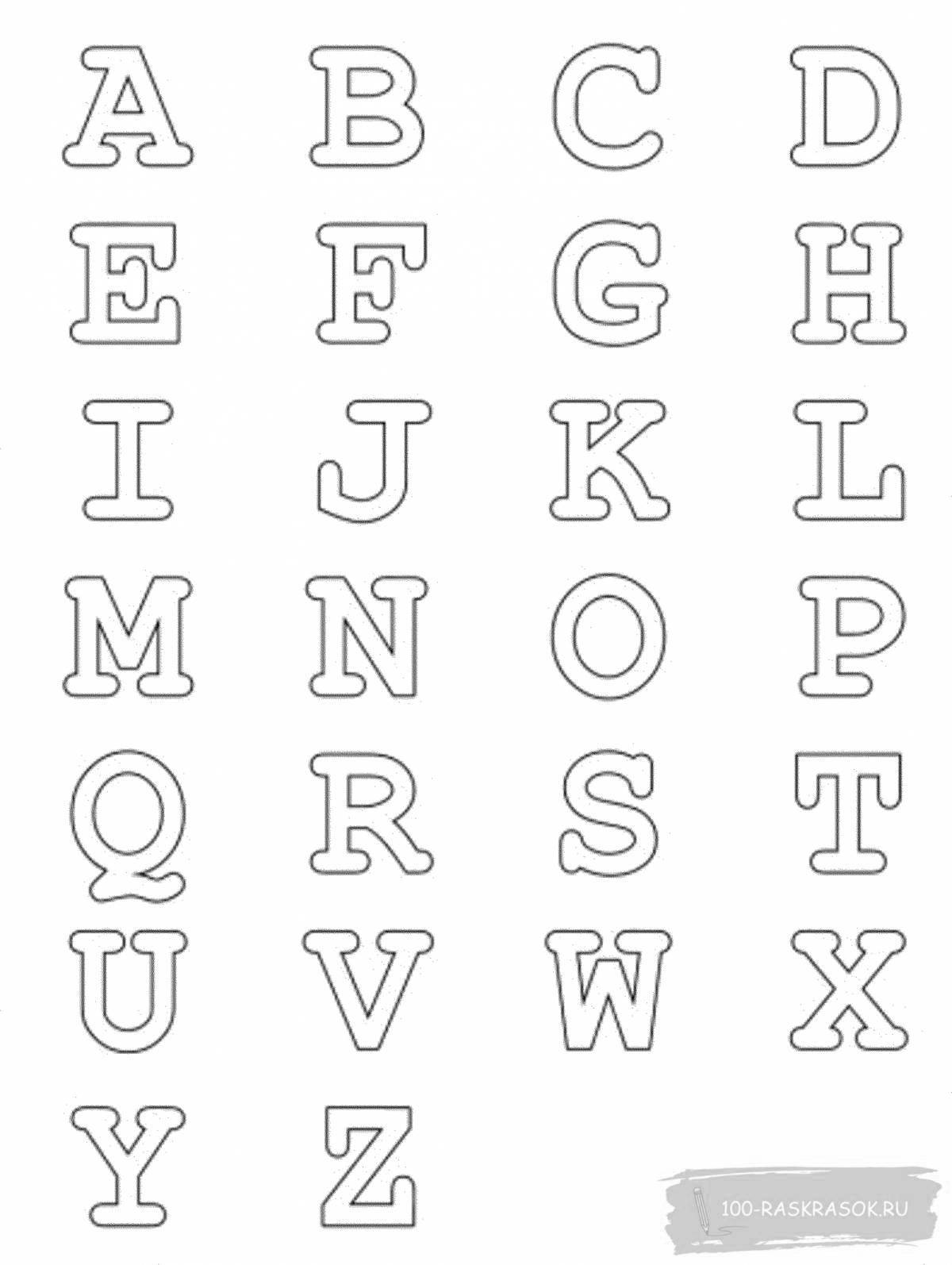 Красочная страница раскраски английских букв для начинающих