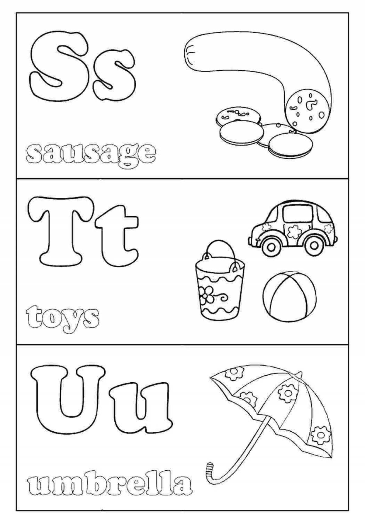 Красочная страница раскраски английских букв для маленьких