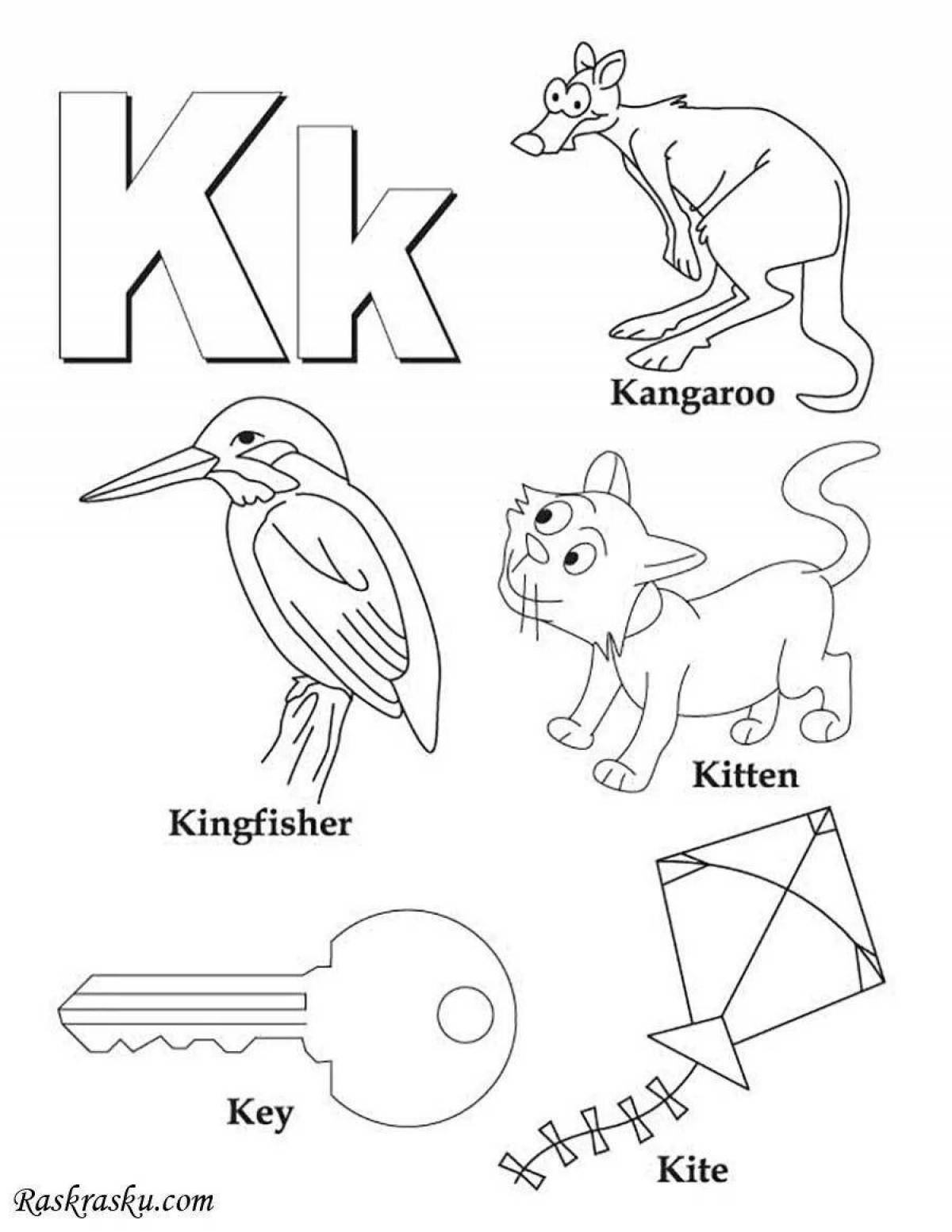 Красочная страница раскраски английских букв для маленьких учащихся