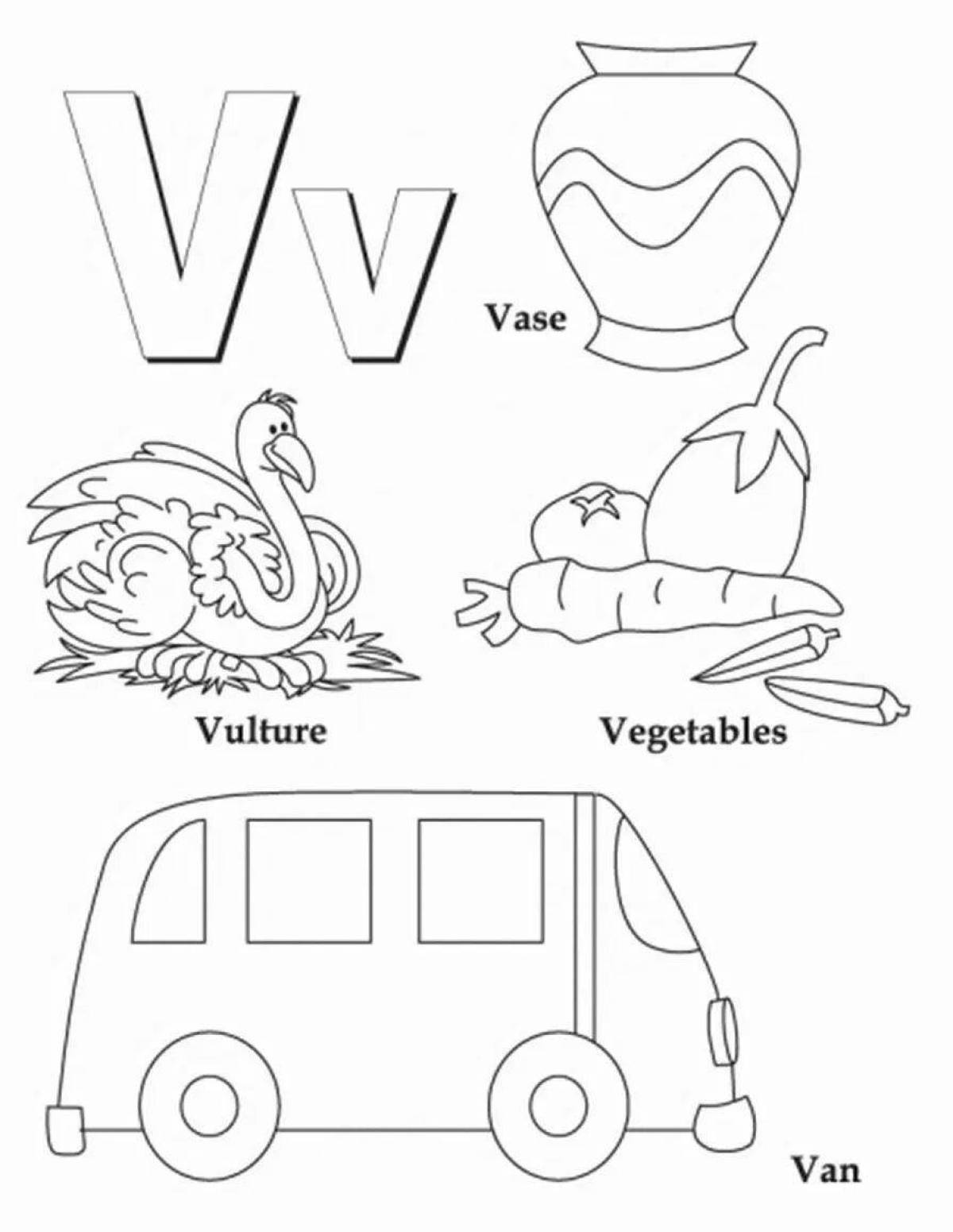 Colourful english letters coloring book for little inventors