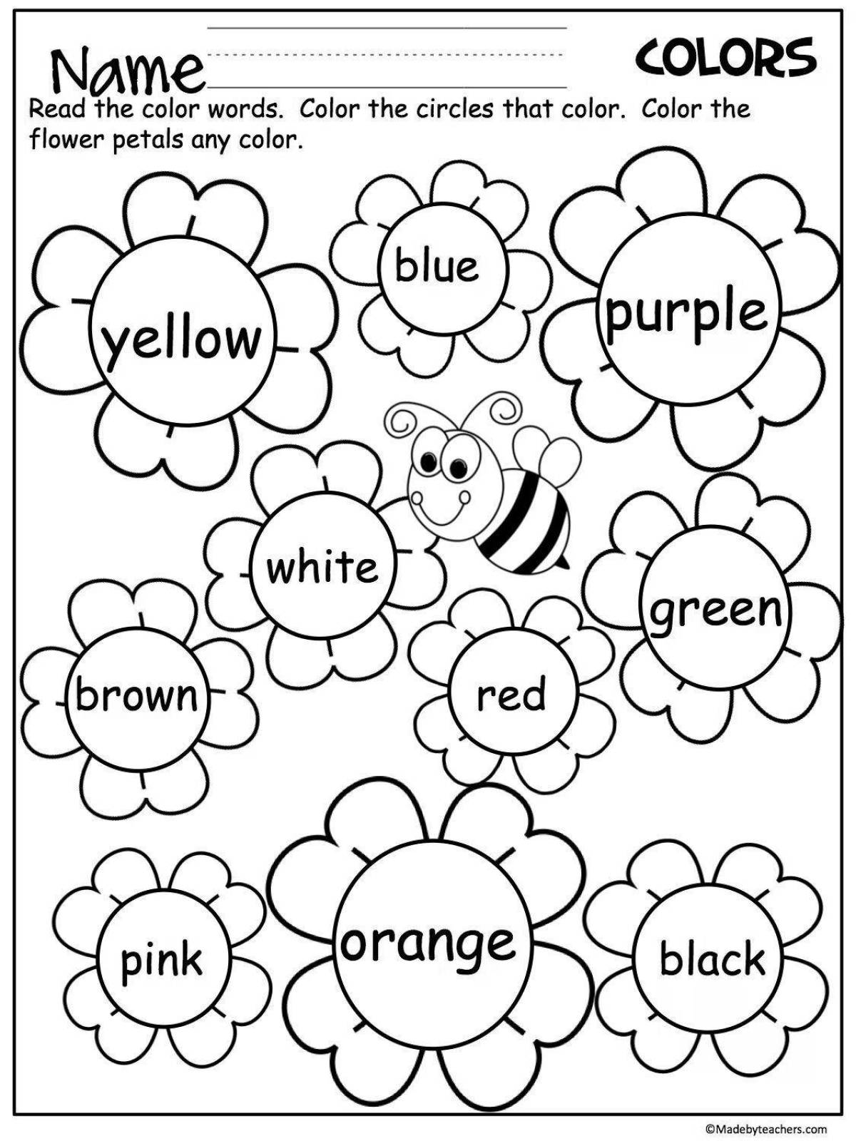Color-splashed 4th grade english coloring book