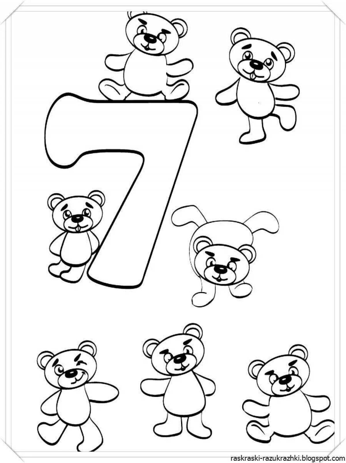 Colorful number 7 coloring book for preschoolers