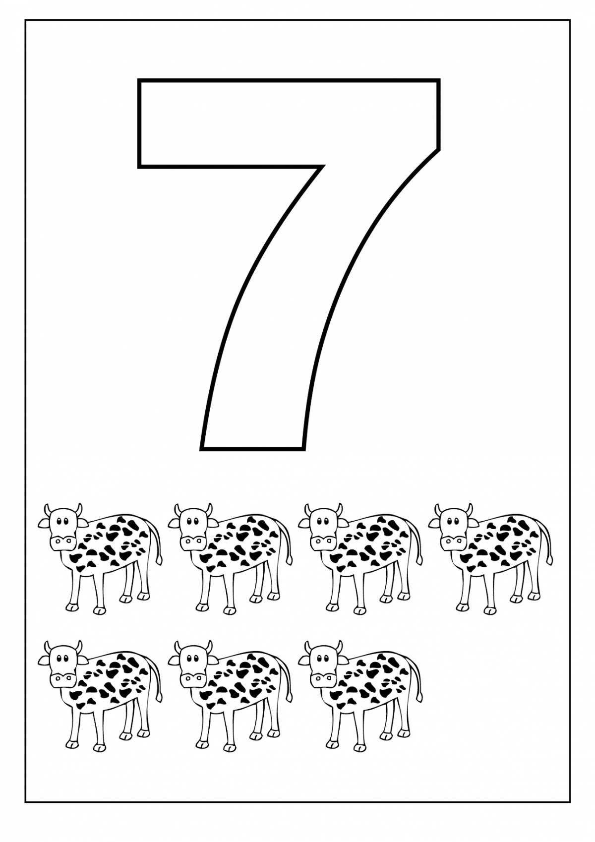 Color number 7 coloring book for preschoolers