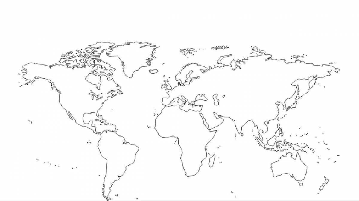 Яркая карта мира с границами