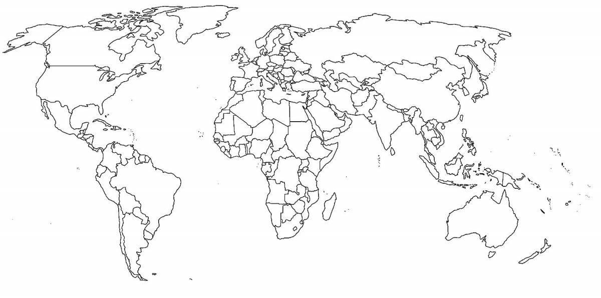 Glossy world map with borders