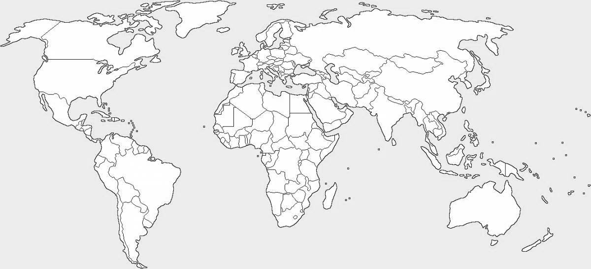 Updated map of the world with borders