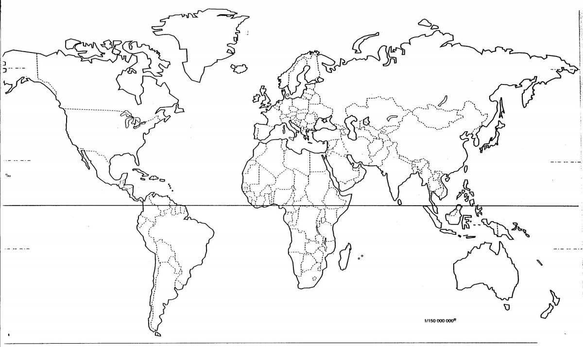 Joyful world map with borders