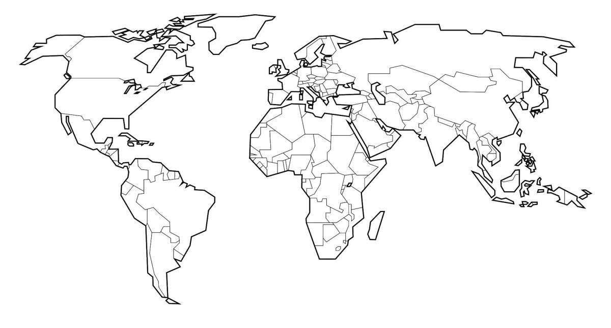 Living map of the world with borders