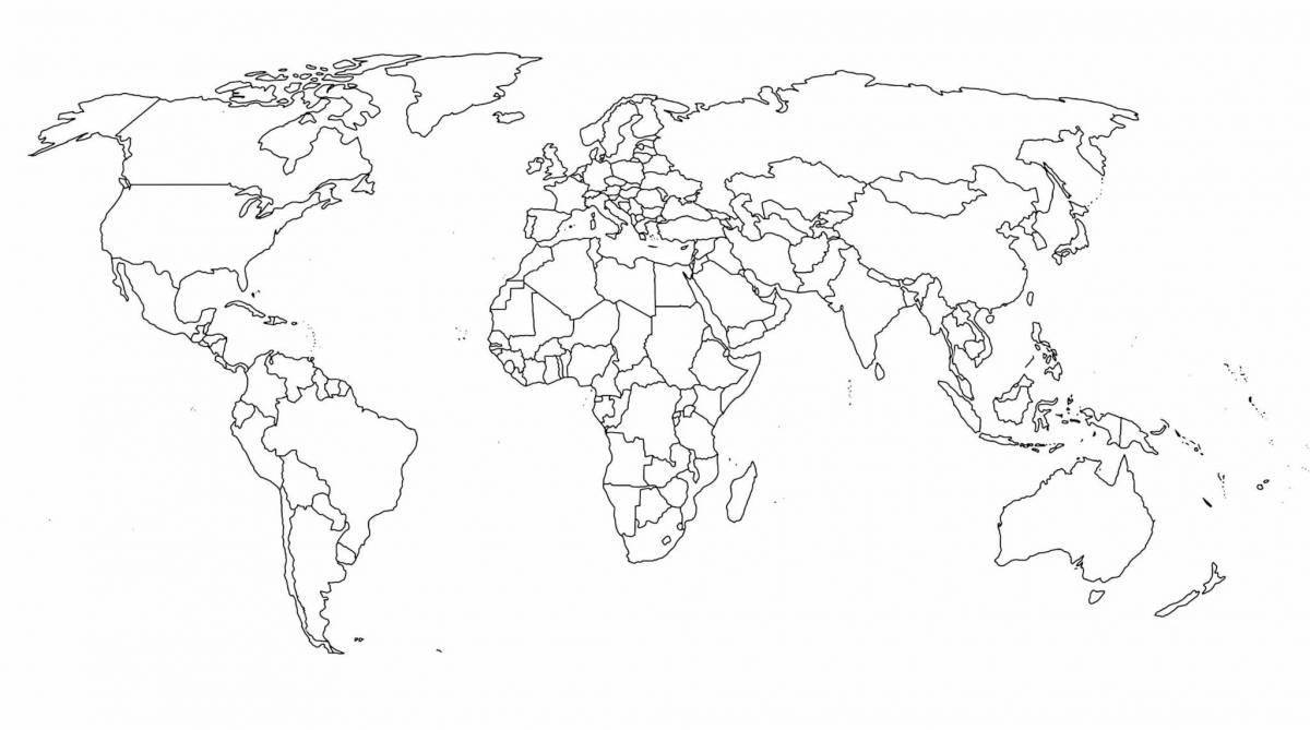 Веселая карта мира с границами