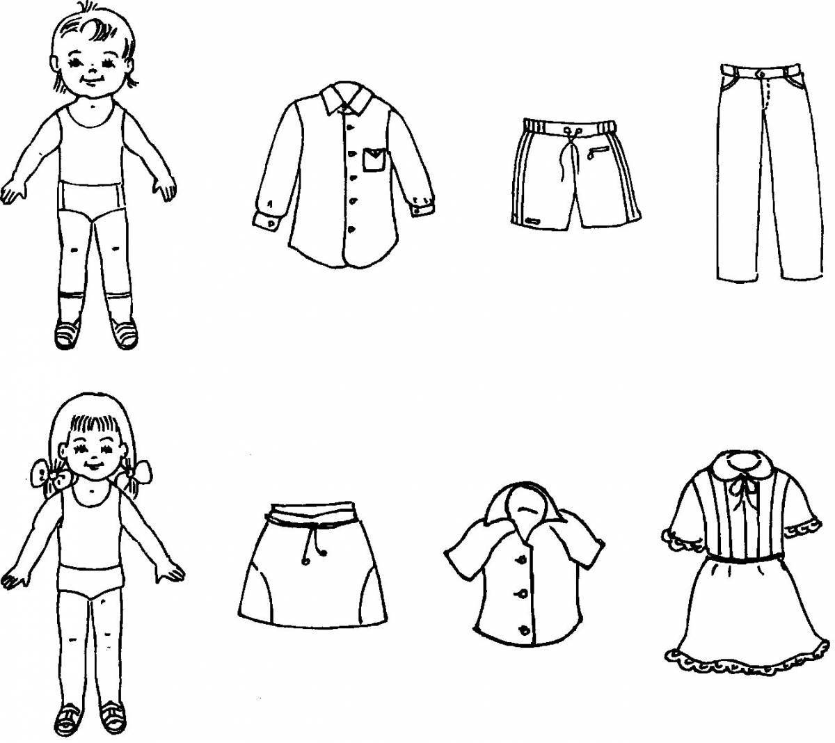 Coloring page adorable summer clothes for kids