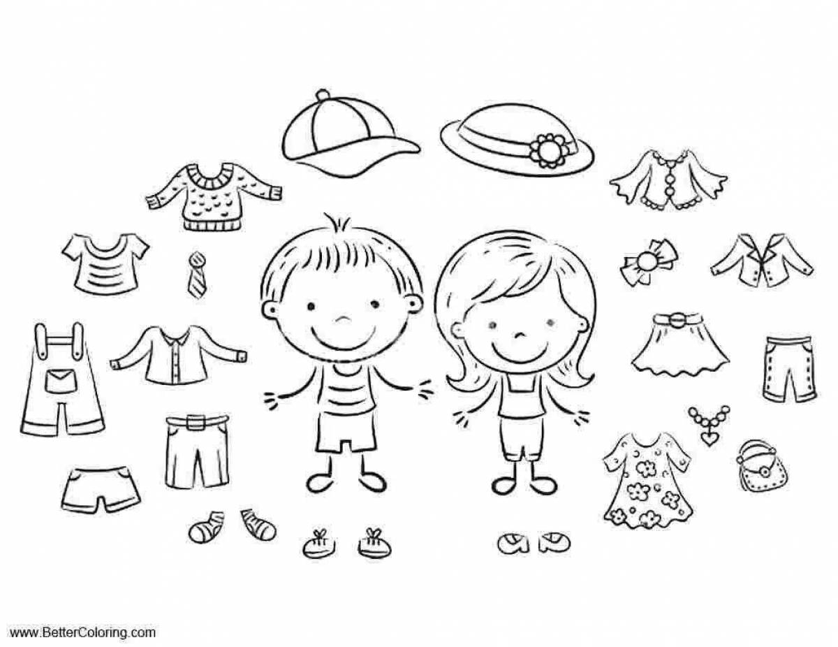 Awesome summer clothes coloring page for kids