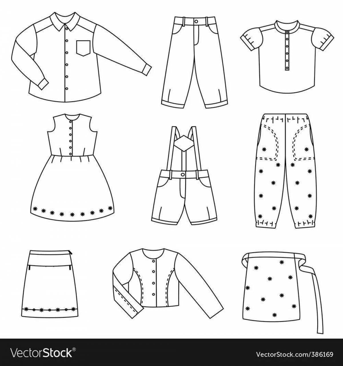 Trendy summer clothes coloring pages for kids