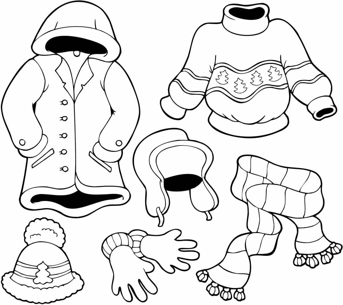 Coloring page fashionable summer clothes for kids