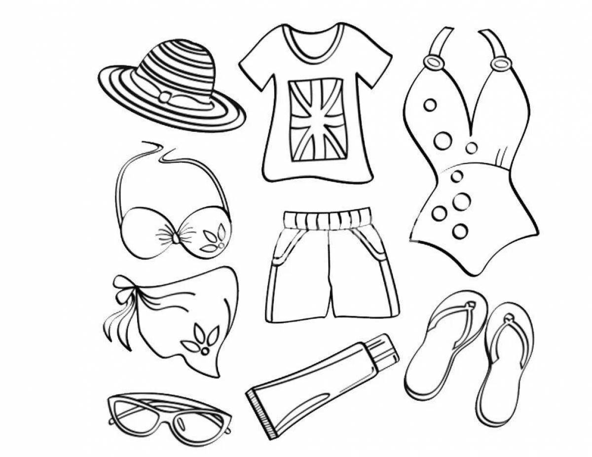 Creative summer clothes coloring pages for kids