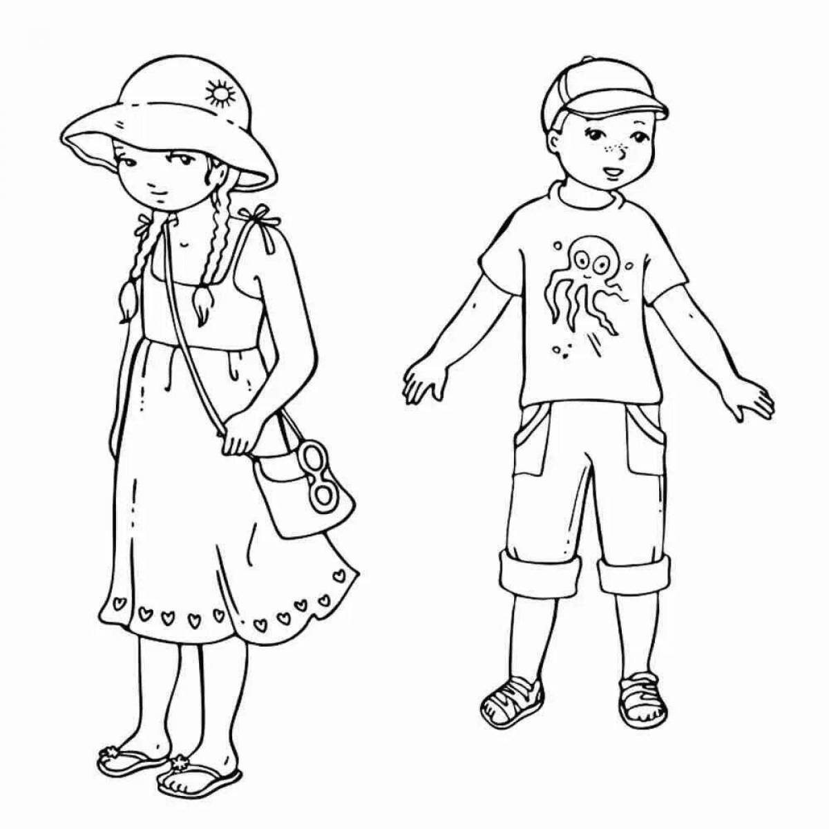 Colorful summer clothes coloring pages for kids