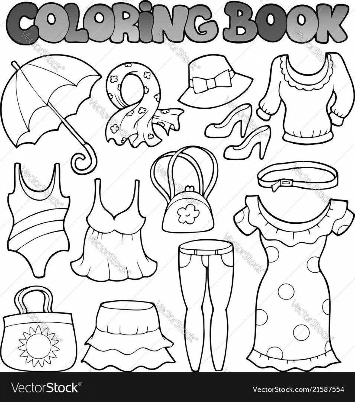 Funny summer clothes coloring pages for kids