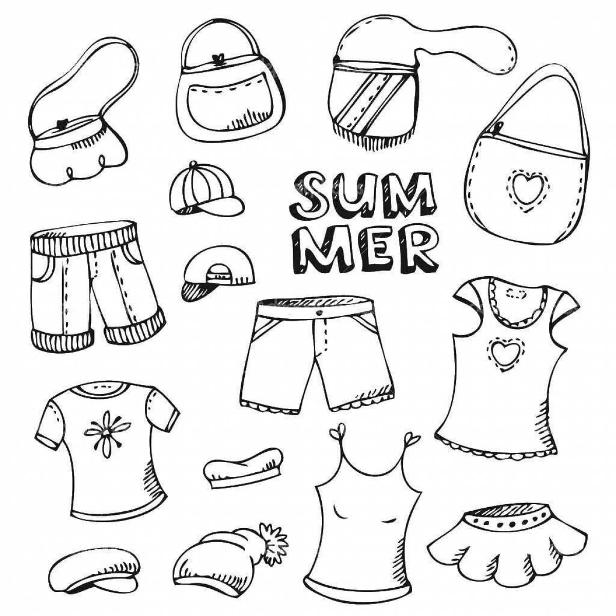 Adorable summer clothes coloring pages for kids
