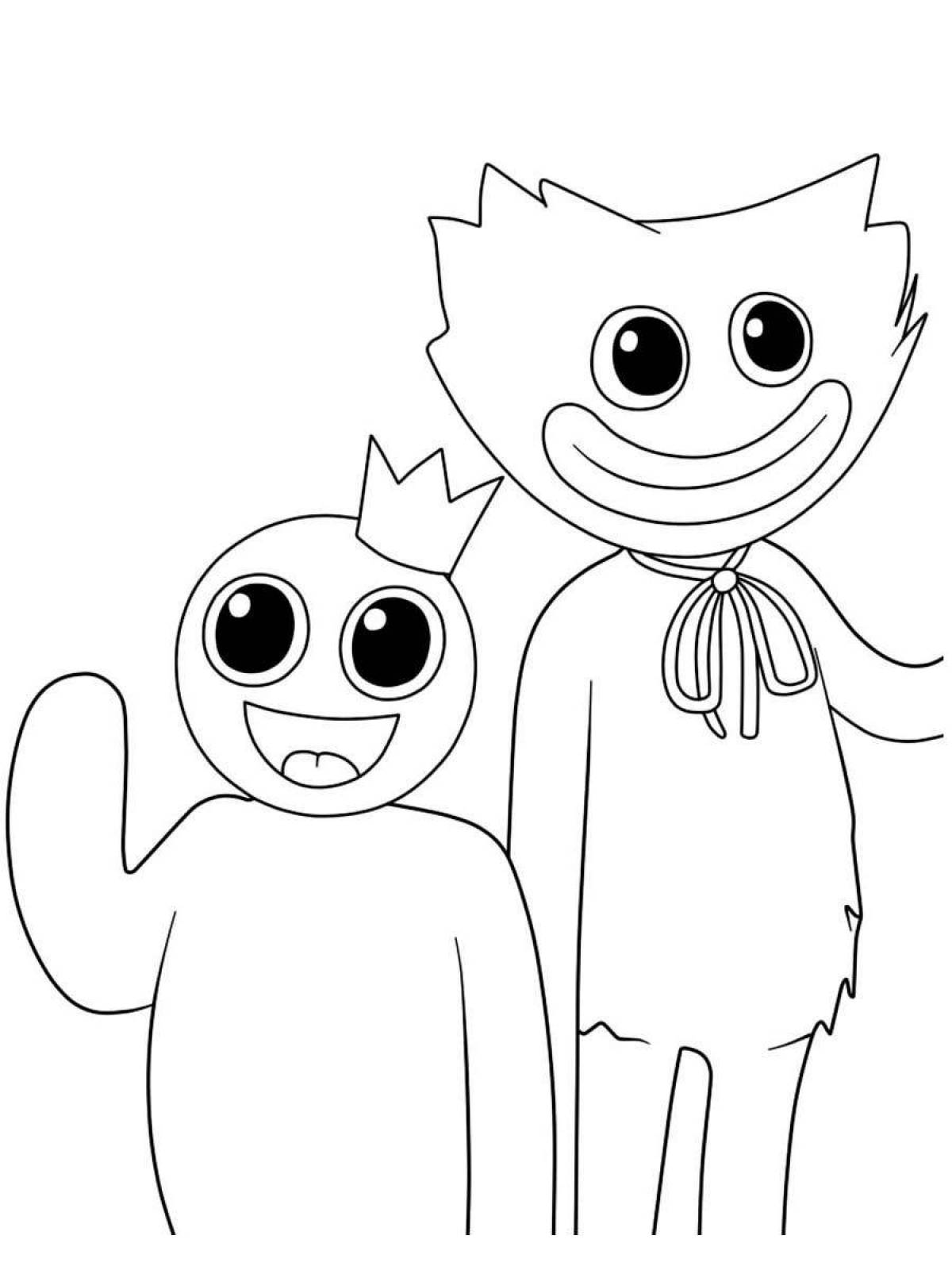 Glowing coloring page blue от rainbow friends