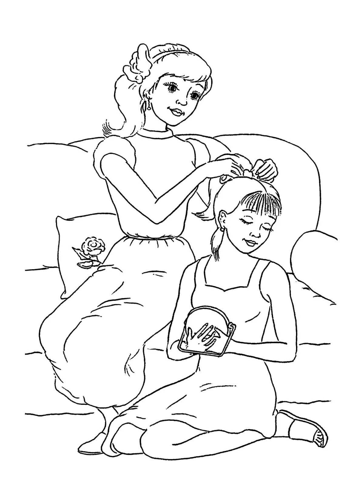 Coloring book cheerful hairdresser for children