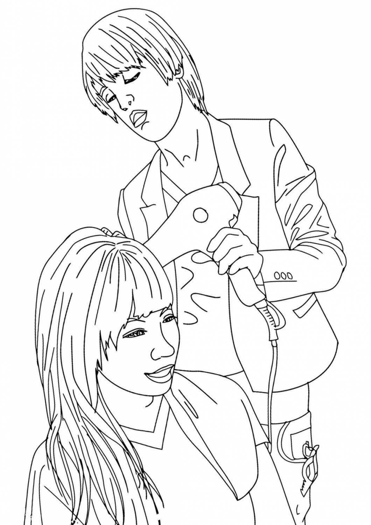 Hairdresser coloring book for children