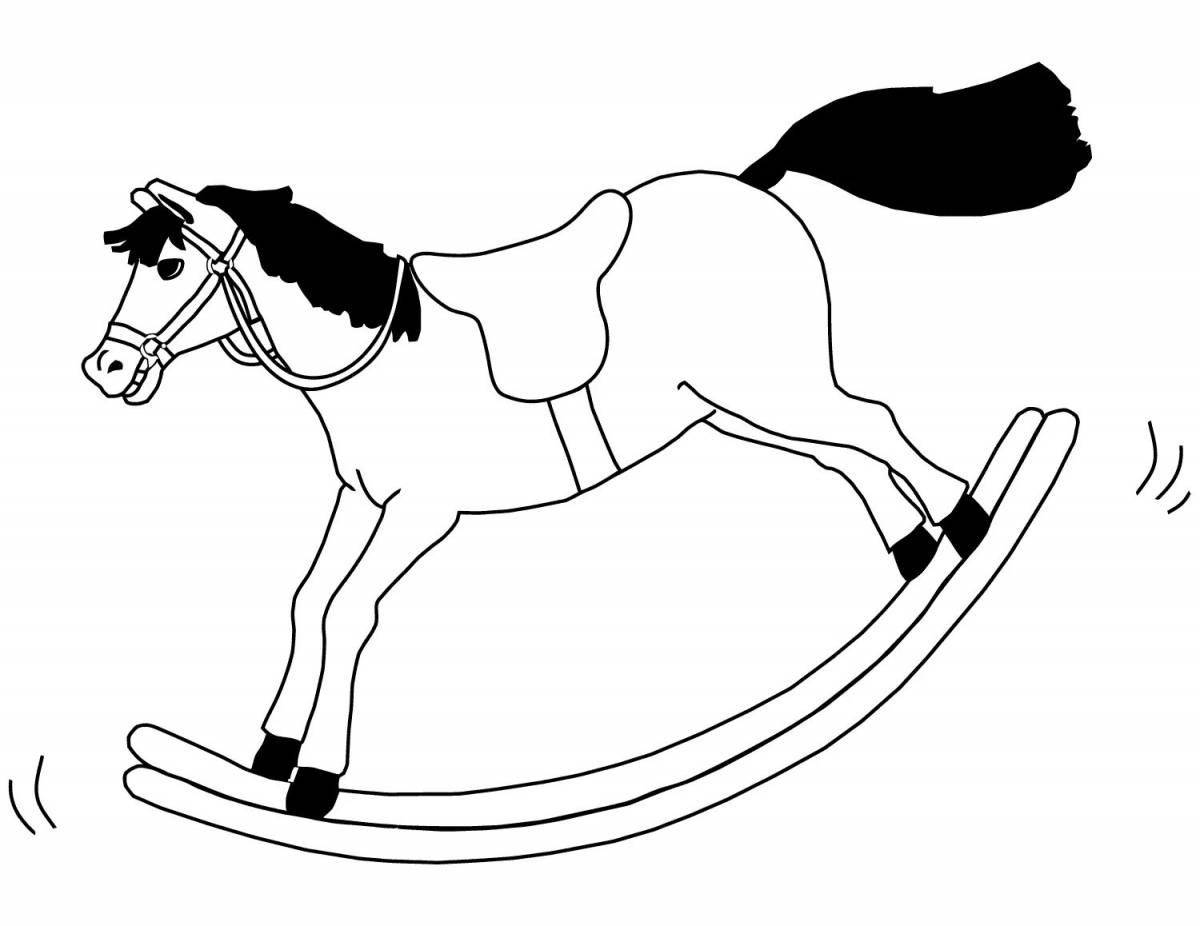 Красочная лошадка-качалка раскраска для детей