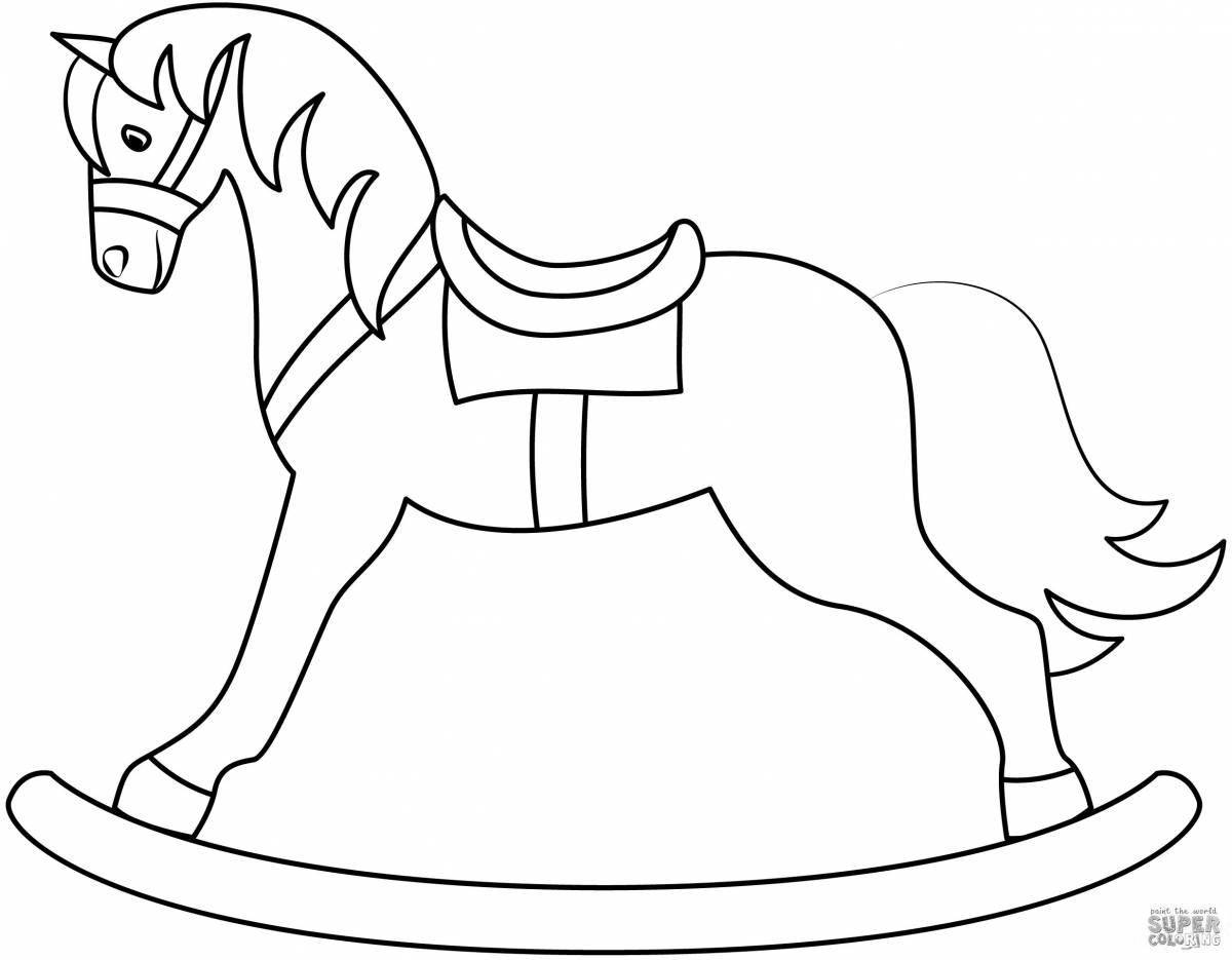 Joyful rocking horse coloring book for kids