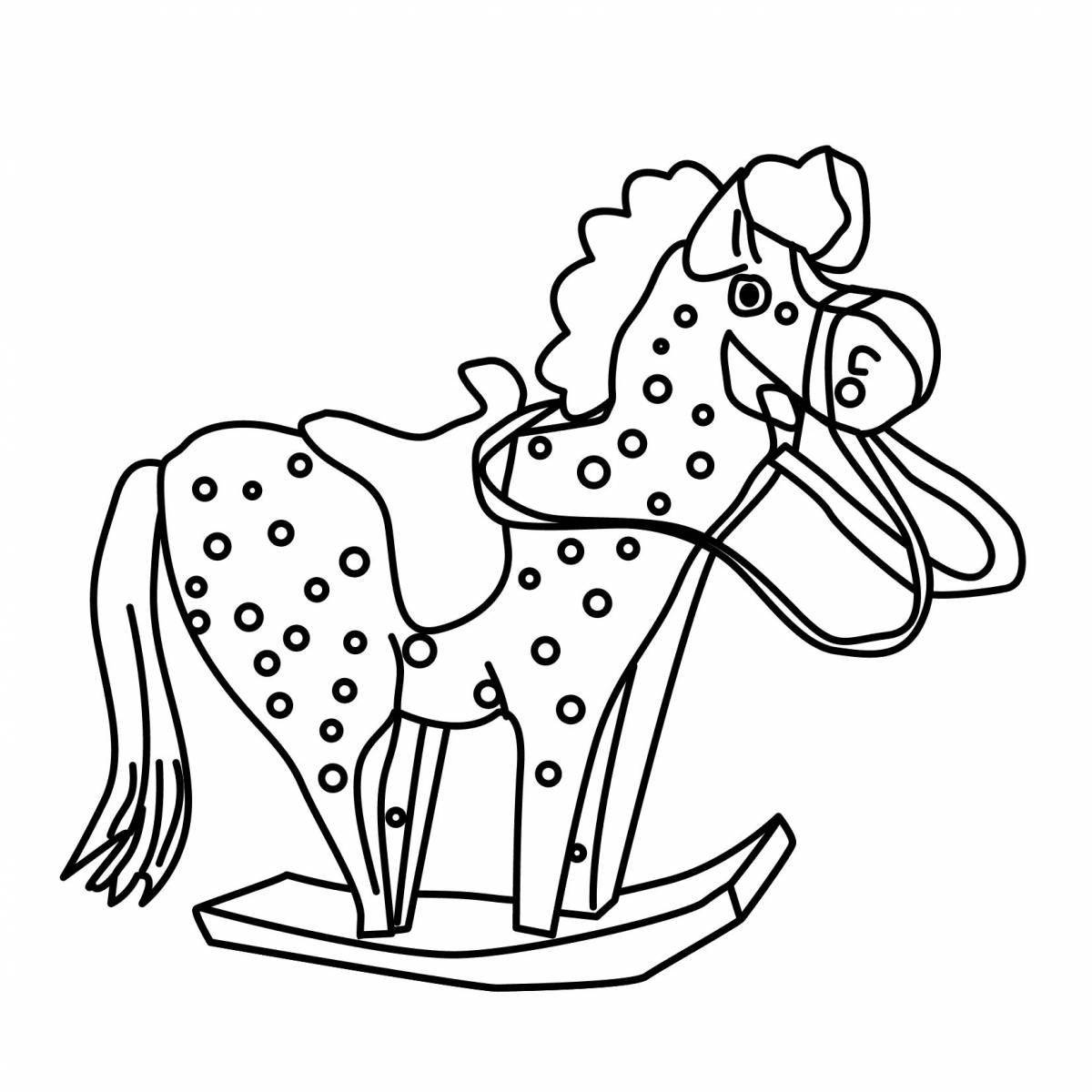 Игривая лошадка-качалка раскраски для дошкольников
