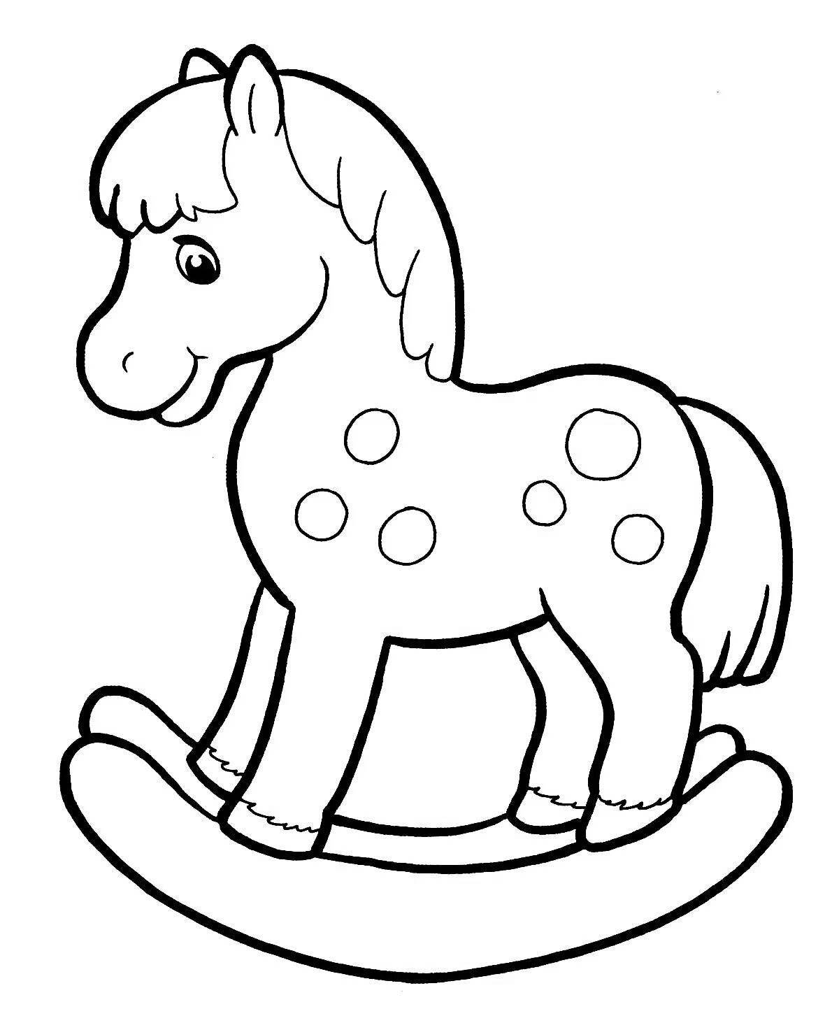 Веселая раскраска лошадка-качалка для детей