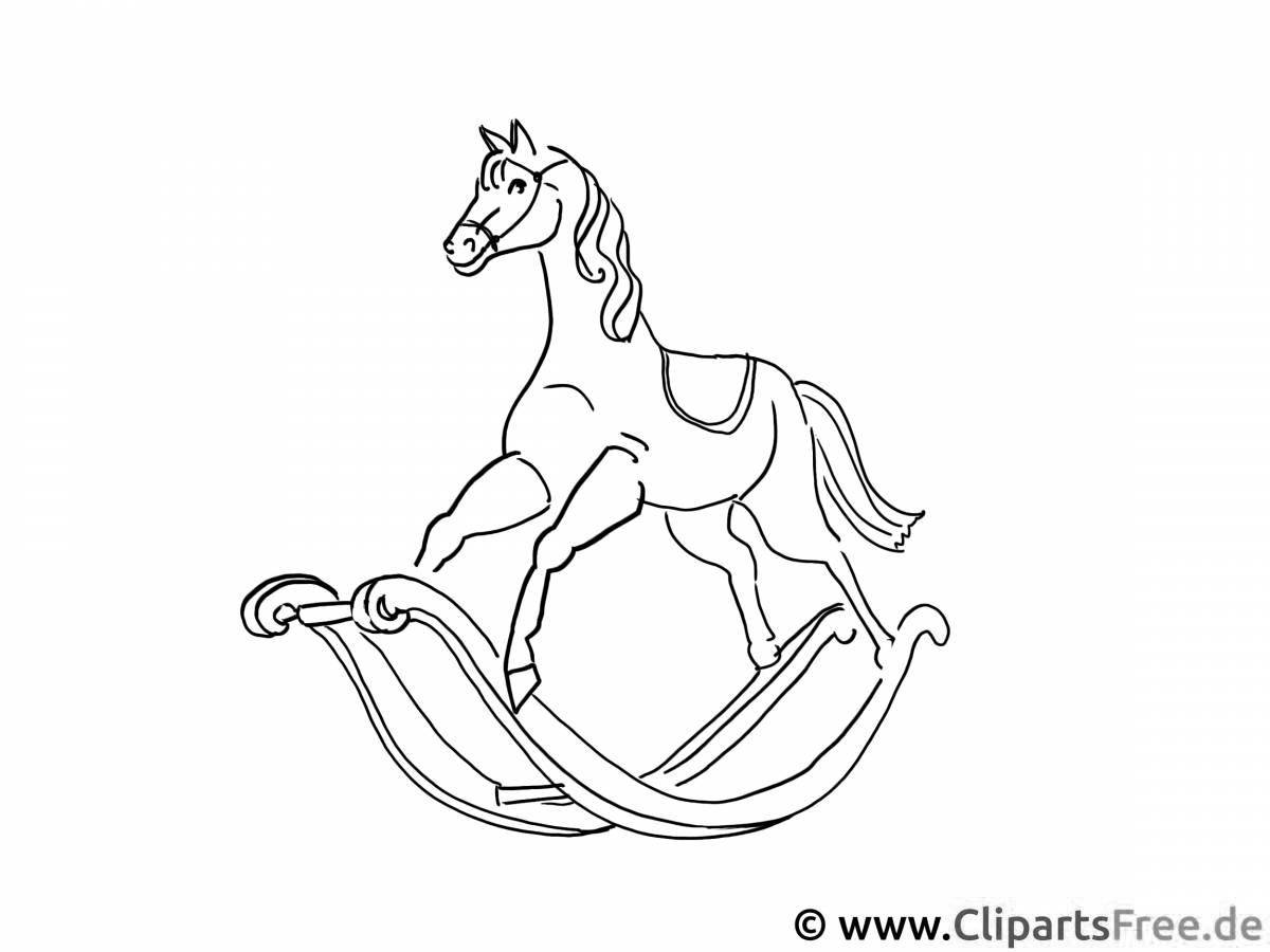 Радостная лошадка-качалка раскраска для малышей
