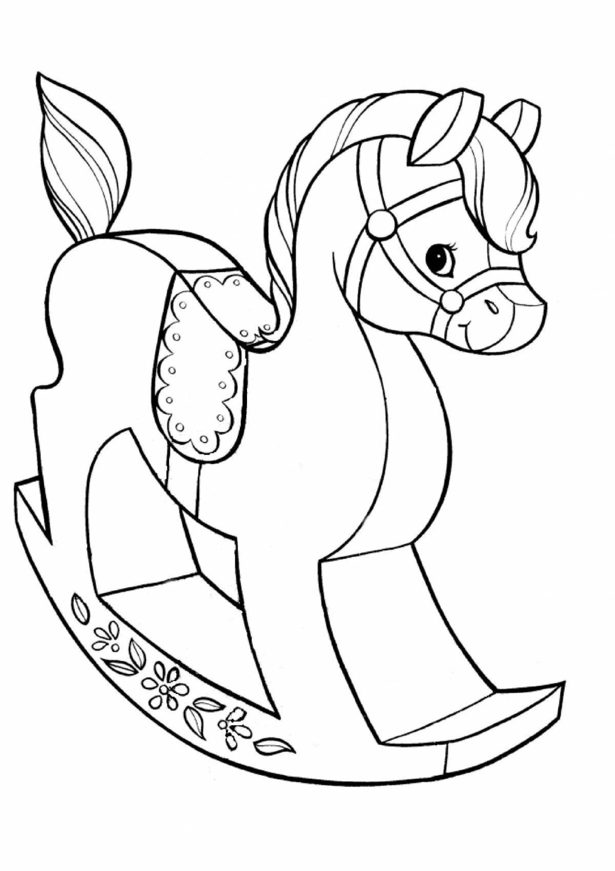 Amazing rocking horse coloring page for juniors