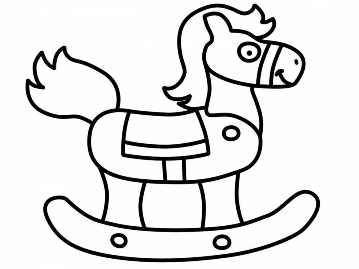 Sweet rocking horse coloring book for kids