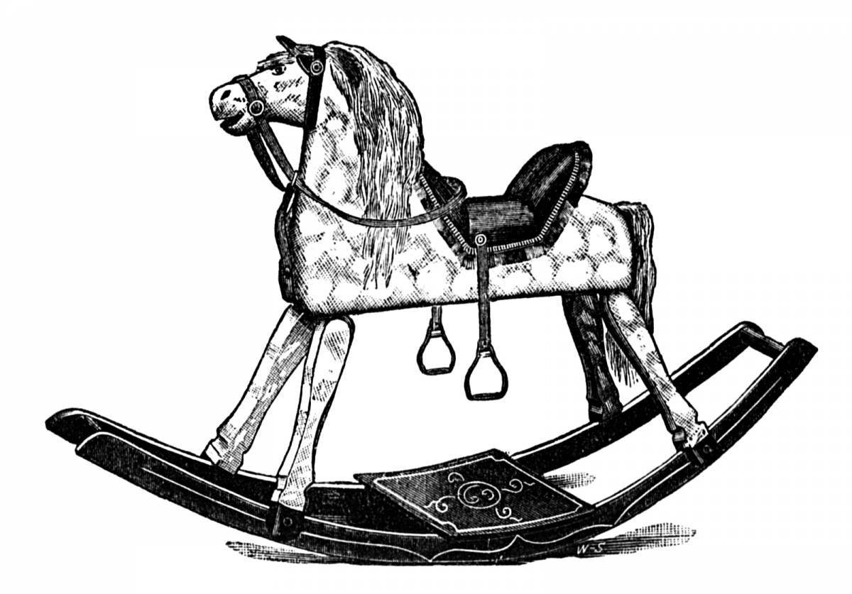 Great rocking horse coloring book for kids