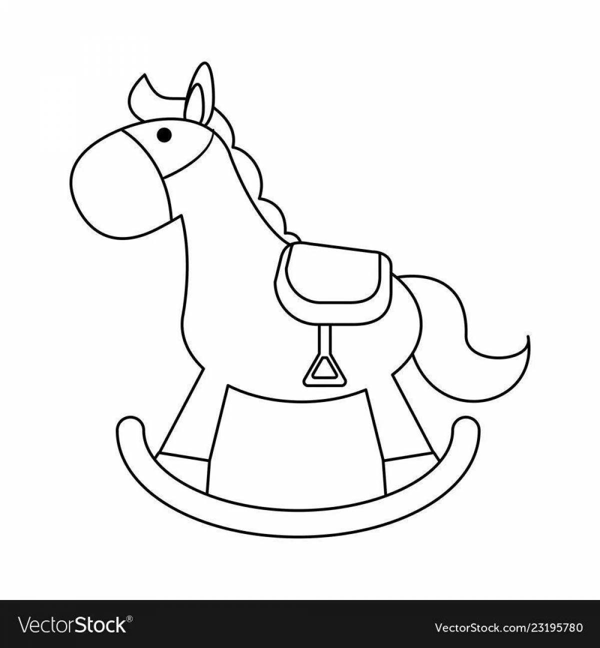 Colorful rocking horse coloring book for kids