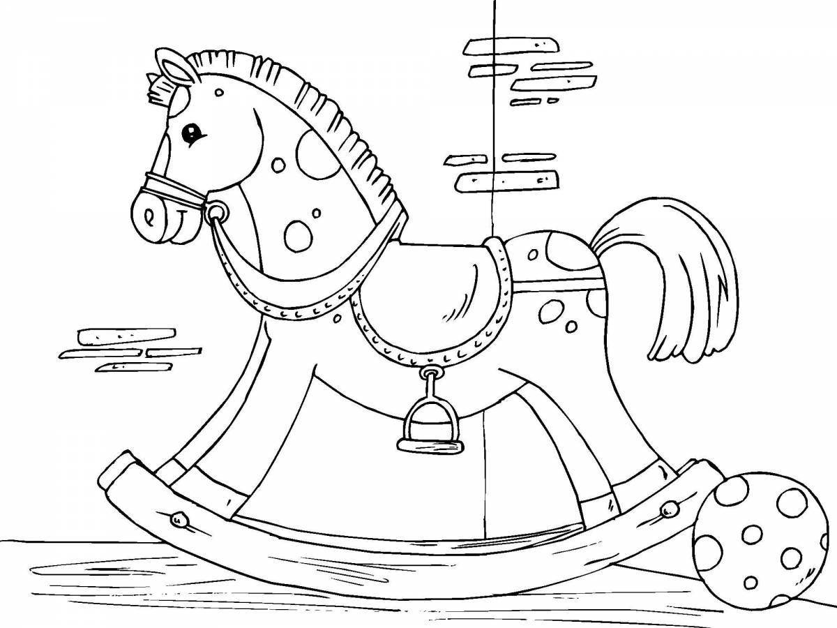 Playful rocking horse coloring book for kids