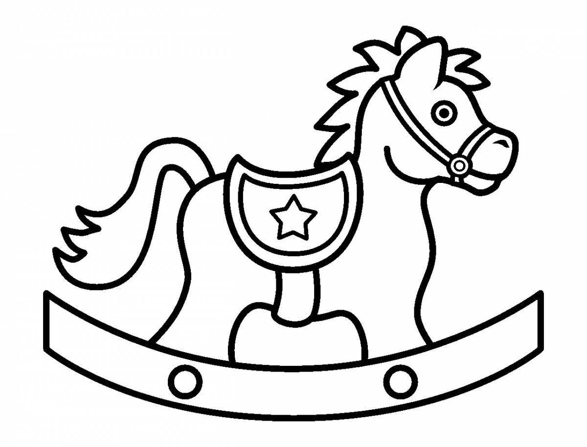 Милая лошадка-качалка раскраски для детей