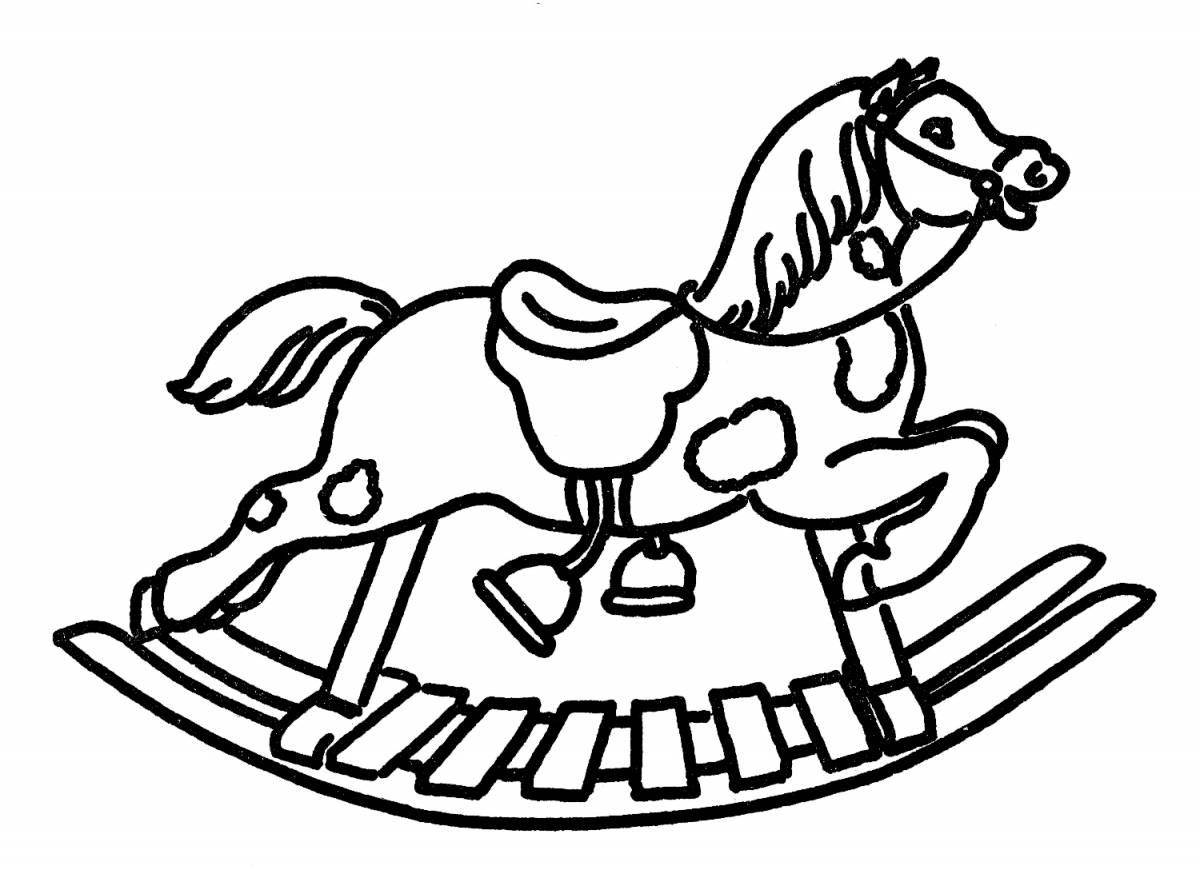 Luminous rocking horse coloring book for kids