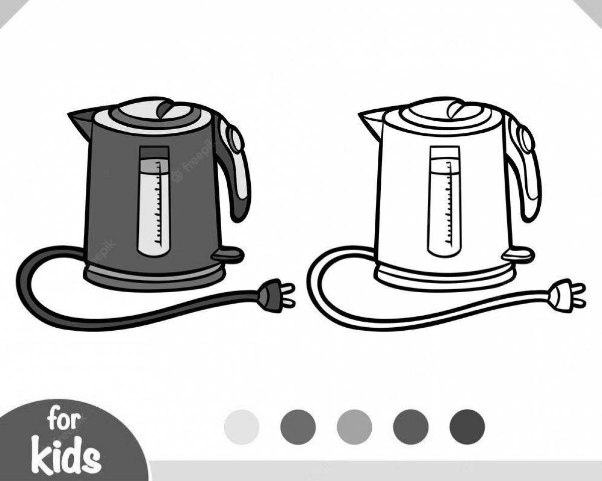 Adorable electric kettle coloring book for kids
