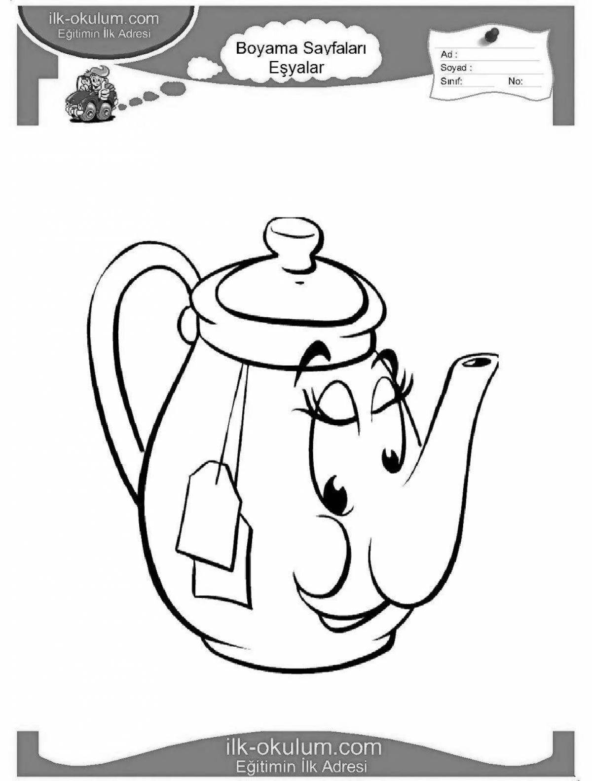 Photo Adorable electric kettle coloring book for kids