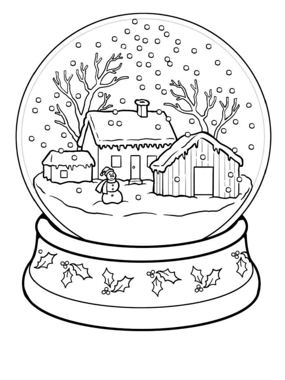 Adorable Christmas ball with snow