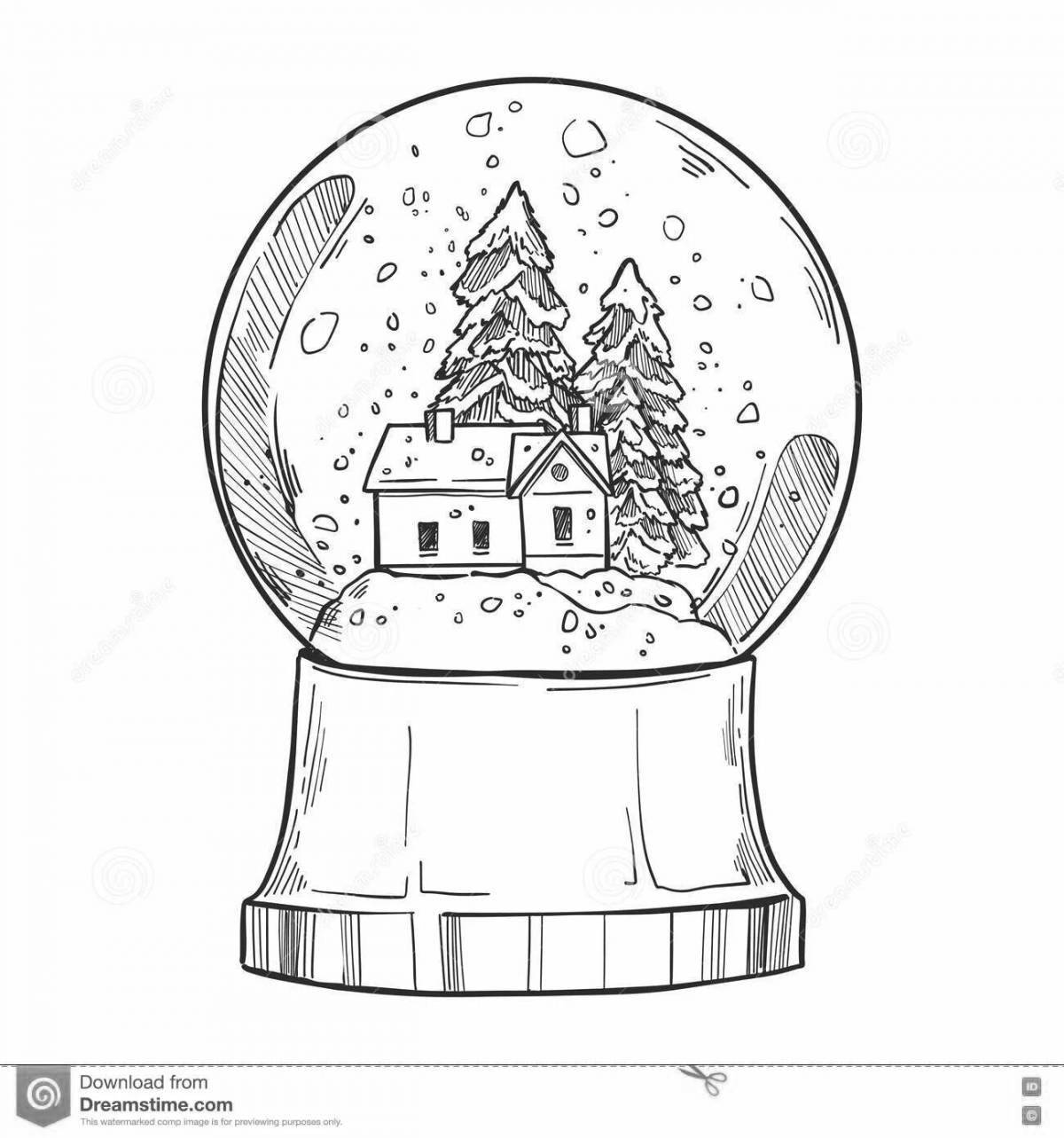 Sparkling Christmas ball with snow