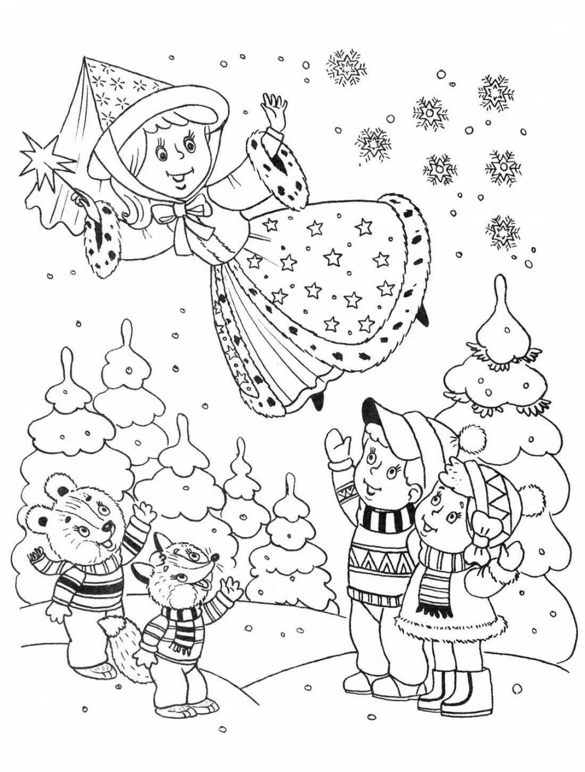 Radiant coloring page 5-6 years winter